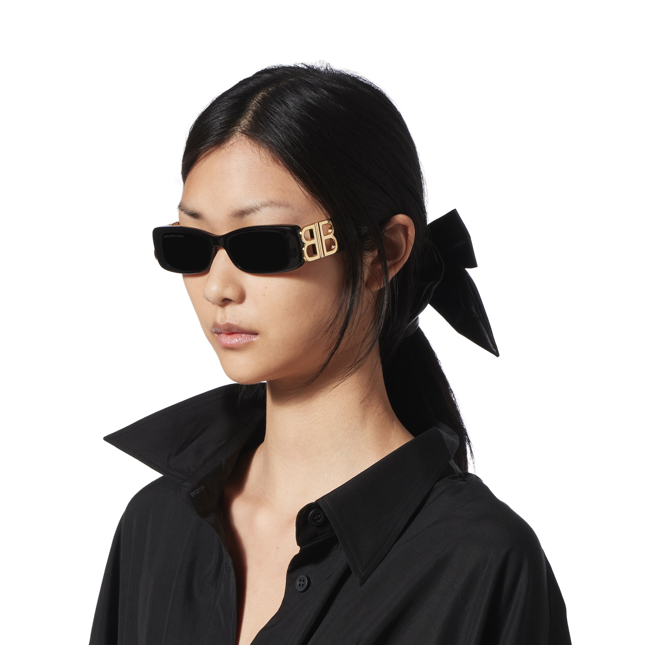 Dynasty Rectangle Sunglasses in Black - Image 5